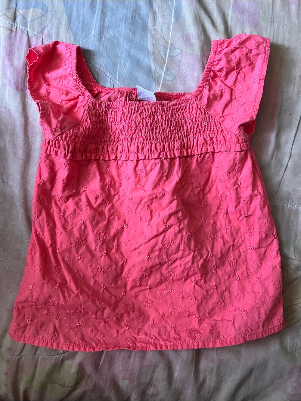 healthtex Pink Eyelet Smocked Top